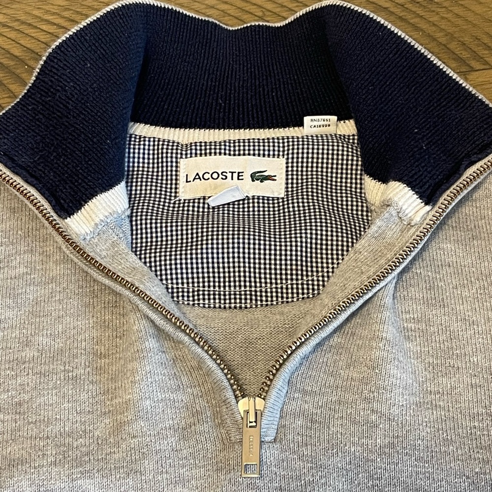 LaCoste 1/4 Zip Up Pullover Sweater